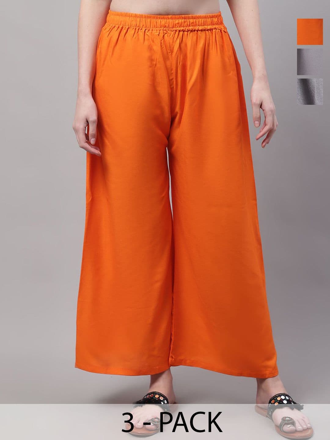 Valles365 by S.C. Pack Of 3 Women Flared Palazzos - view 1