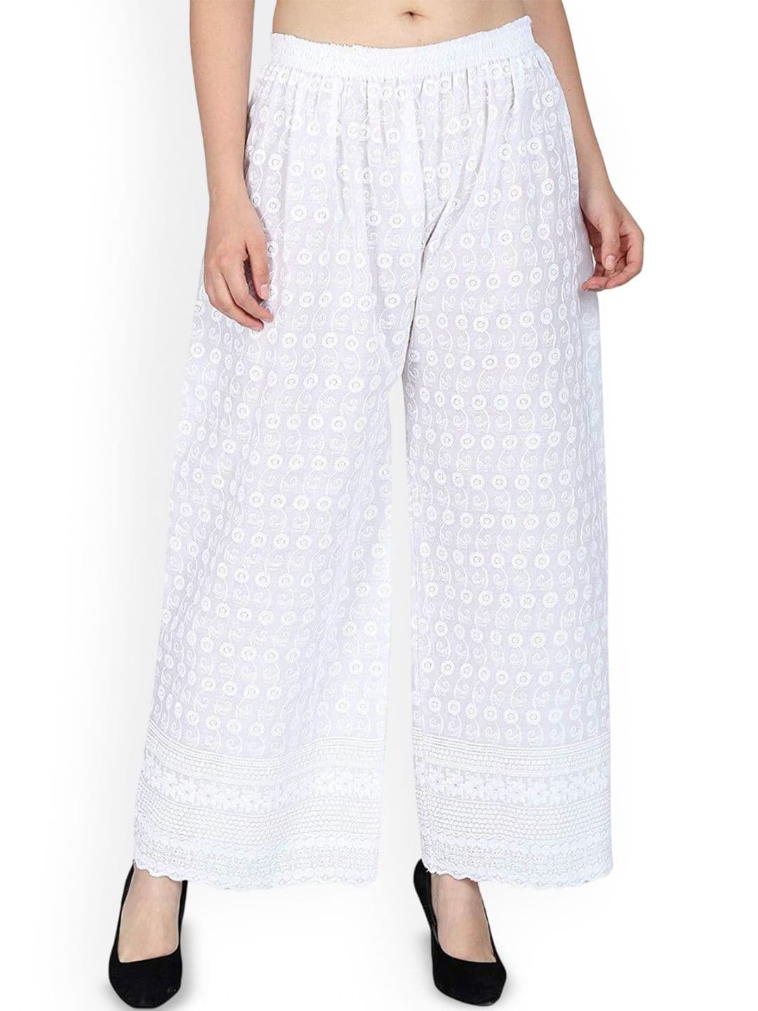 SRISARAS Women Ethnic Motifs Embroidered Flared Knitted Ethnic Palazzo - view 1