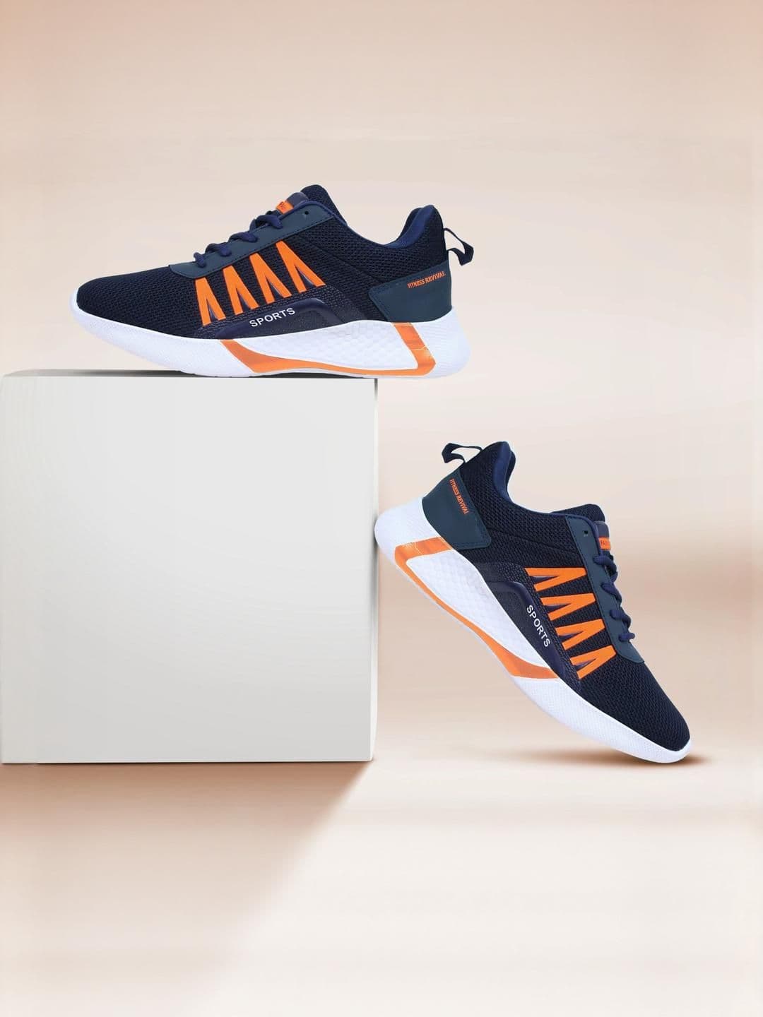 Free Kicks Men Navy Blue Mesh Marking Running Sports Shoes - view 1
