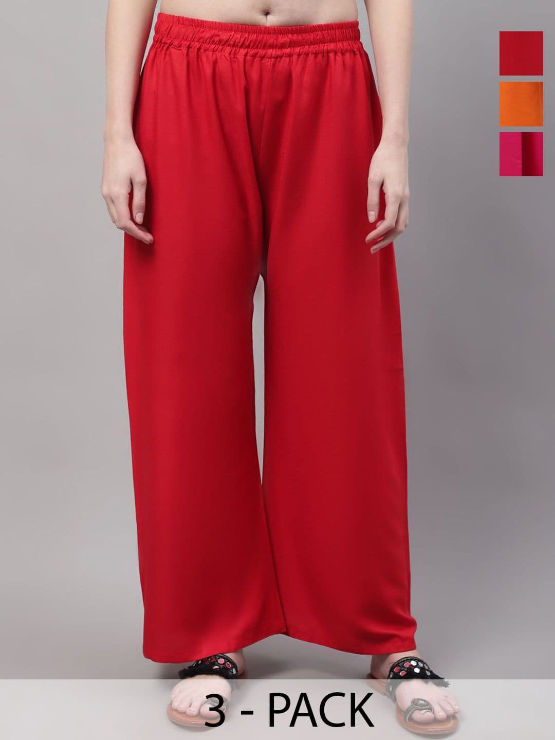 Valles365 by S.C. Women Pack Of 3 Wide Leg Ethnic Palazzos - view 1