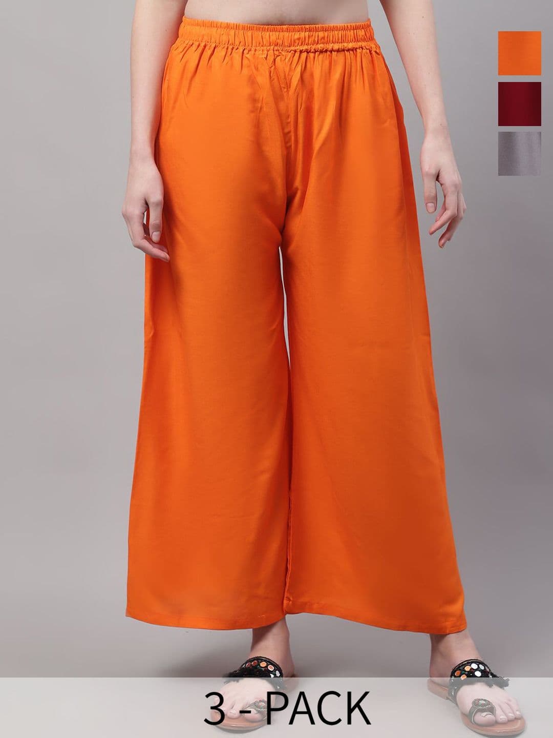 Valles365 by S.C. Women Pack Of 3 Wide Leg Ethnic Palazzos - view 1