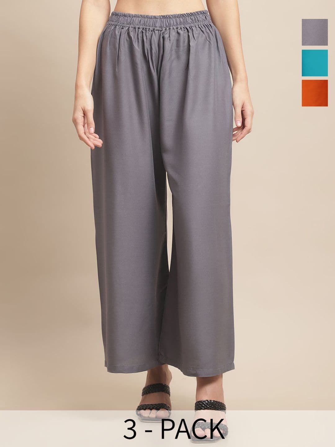 Valles365 by S.C. Women Pack Of 3 Flared Palazzos - view 1