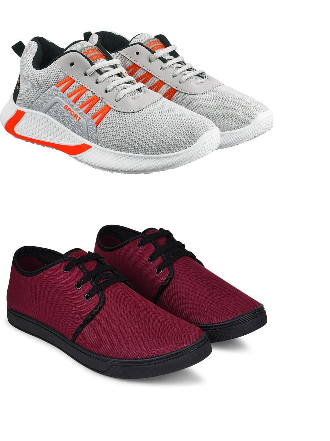 Free Kicks Men Maroon Mesh Marking Running Sports Shoes - view 1
