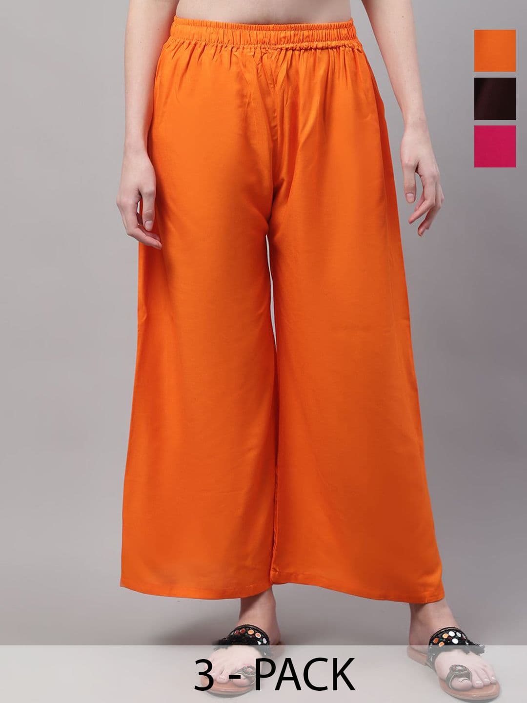 Valles365 by S.C. Women Pack Of 3 Solid Flared Ethnic Palazzos - view 1