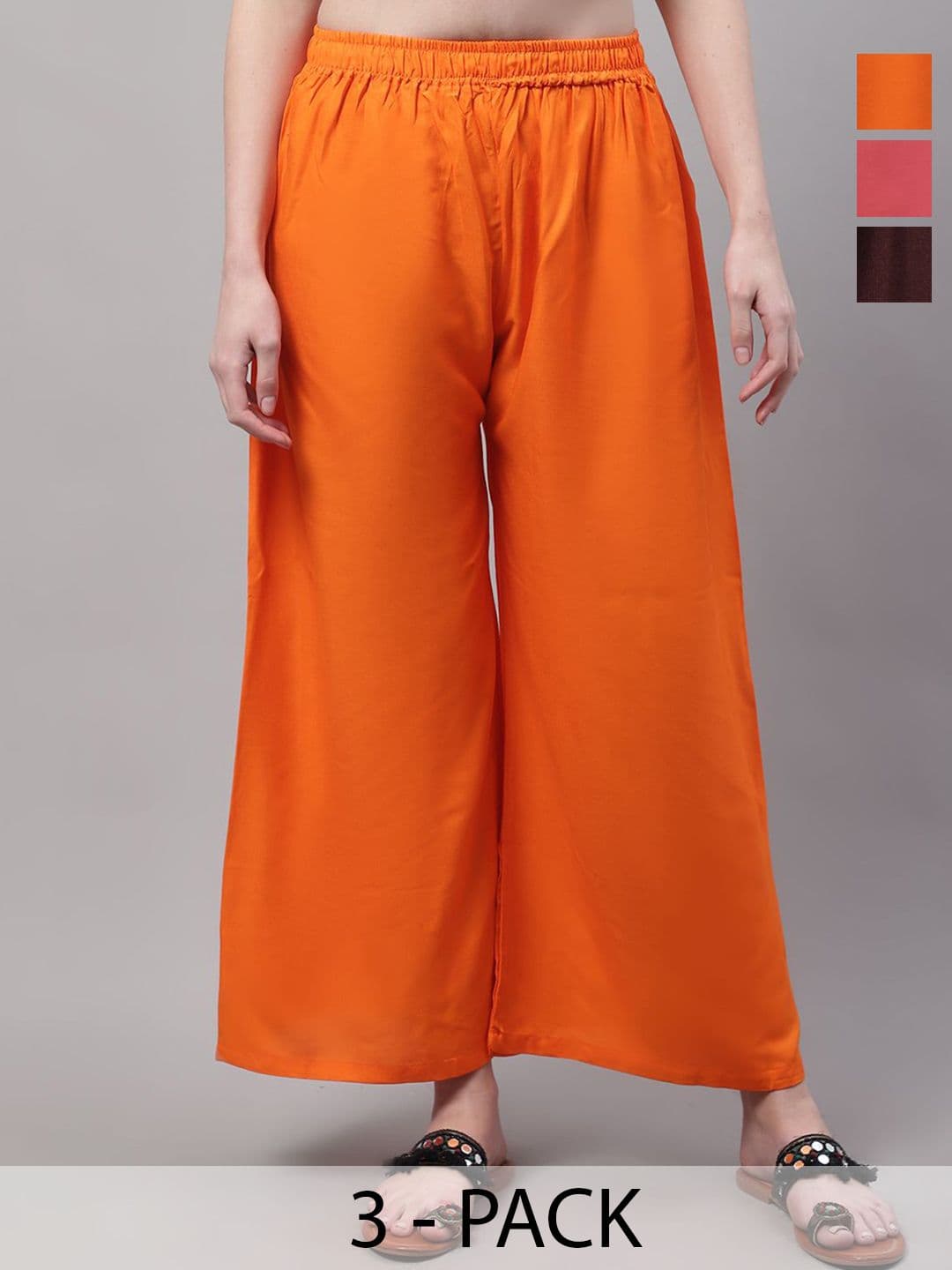 Valles365 by S.C. Pack of 3 Women Flared Ethnic Palazzos - view 1