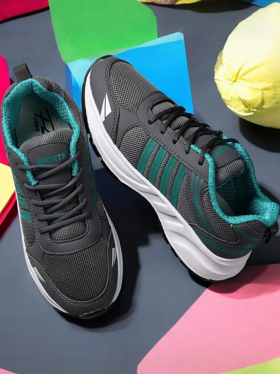 Free Kicks Men Grey Synthetic Marking Running Sports Shoes - view 1