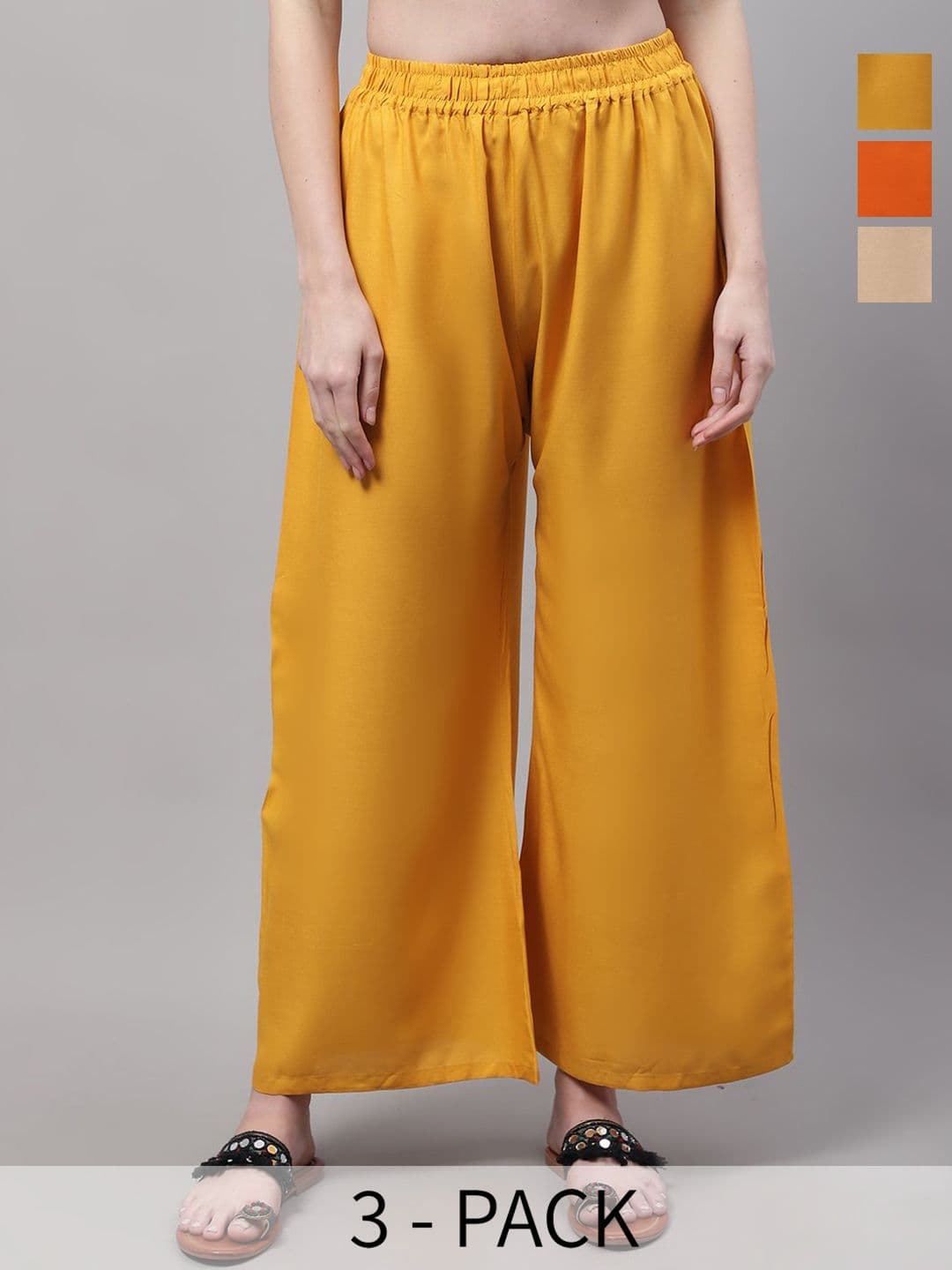 Valles365 by S.C. Women Pack Of 3 Wide Leg Wide Leg Ethnic Palazzos - view 1