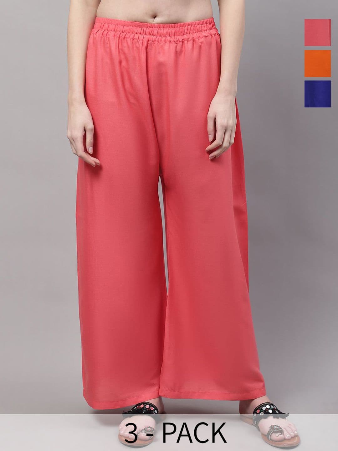 Valles365 by S.C. Women Pack Of 3 Flared Solid Ethnic Palazzos - view 1