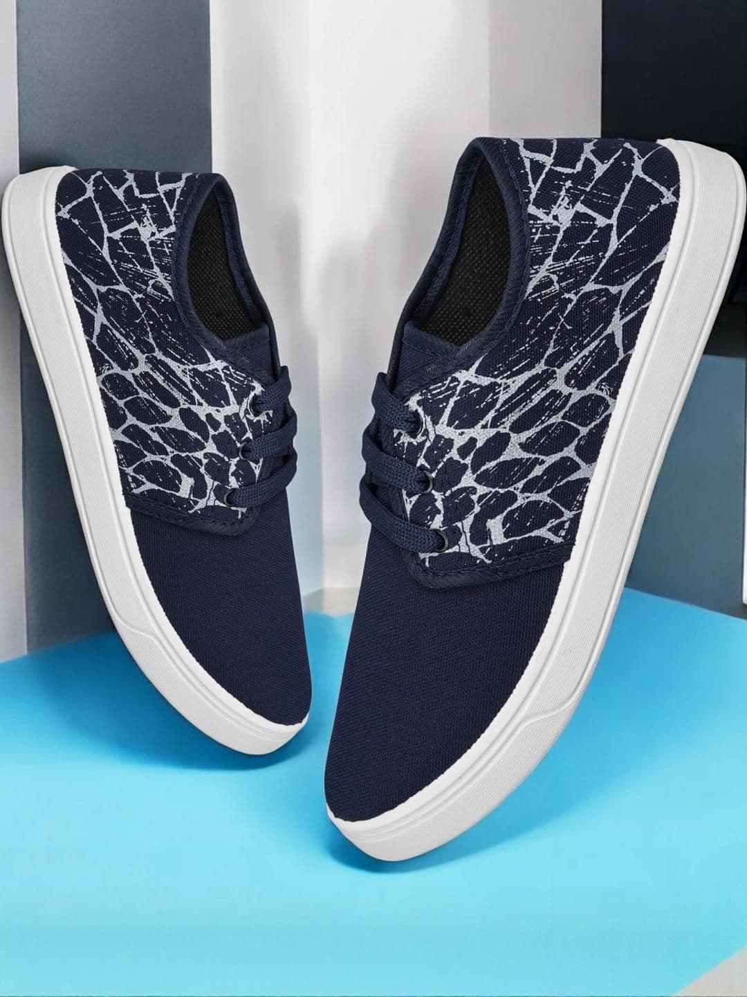 Free Kicks Men Navy Blue Canvas Marking Running Sports Shoes - view 1