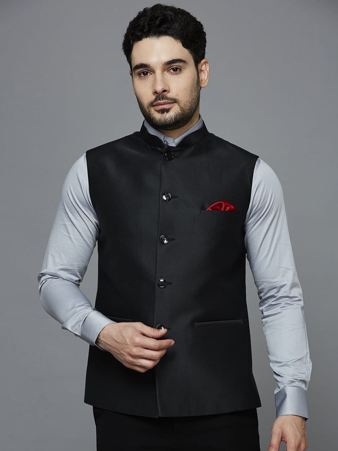 ESSAS club Mandarin Collar Nehru Jacket - view 1
