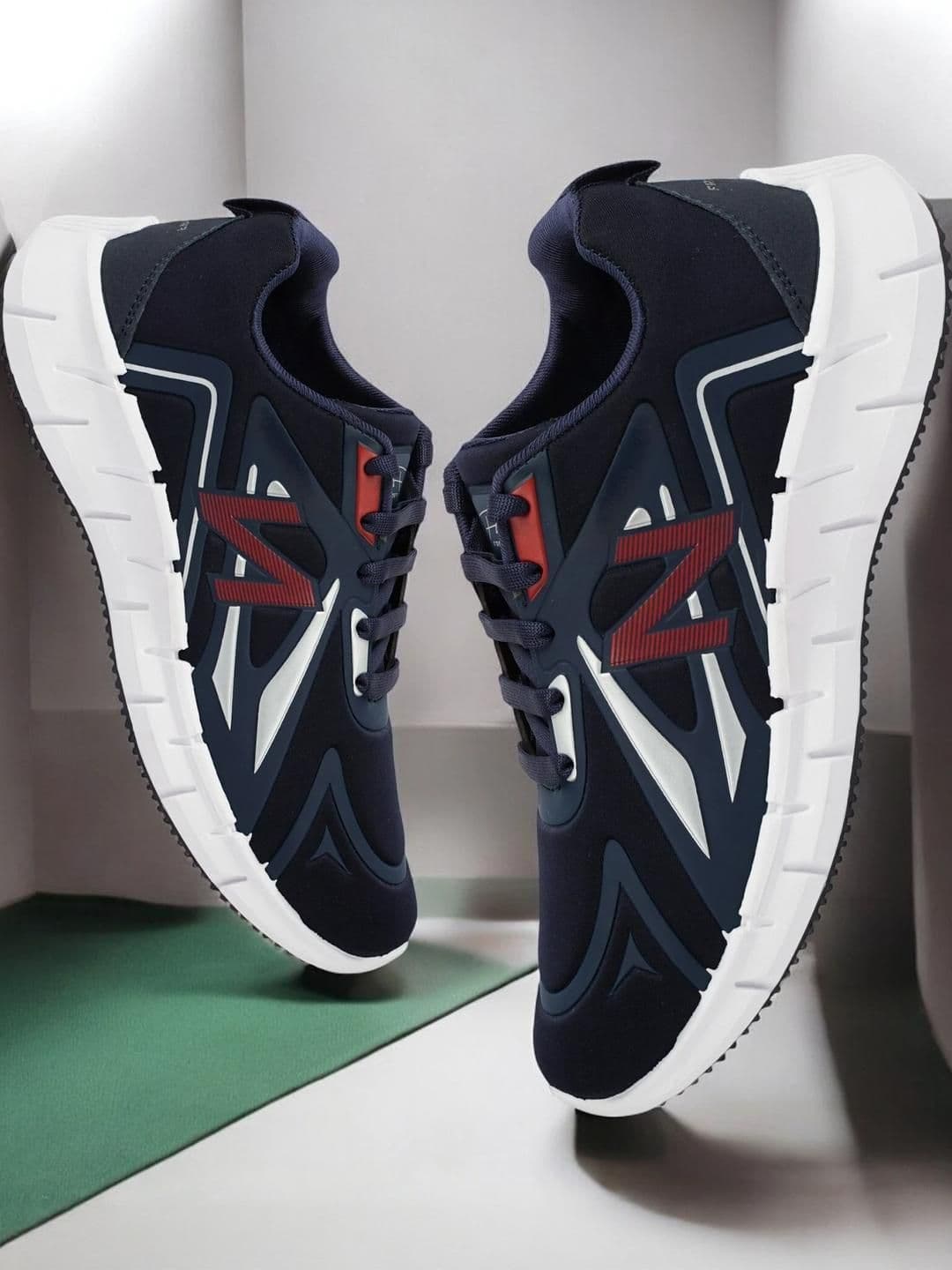 Free Kicks Men Navy Blue Mesh Marking Running Sports Shoes - view 1