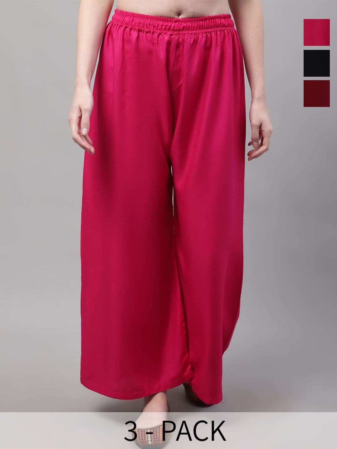 Valles365 by S.C. Women Pack Of 3 Flared Palazzos - view 1