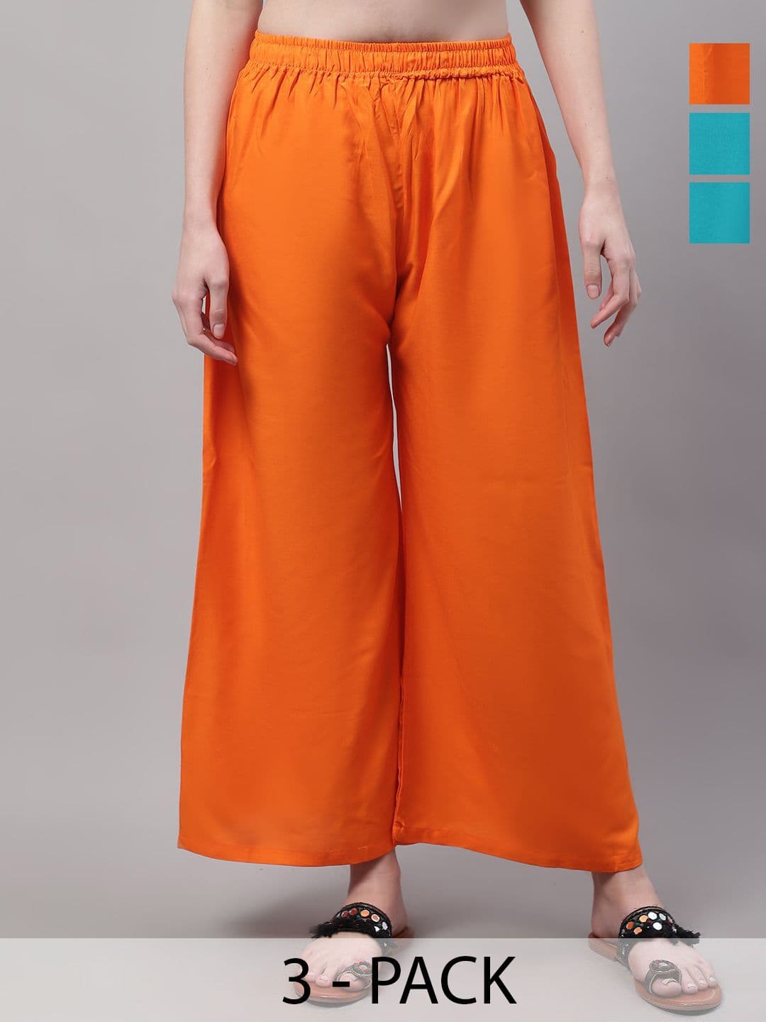Valles365 by S.C. Women Pack Of 3 Solid Flared Ethnic Palazzos - view 1