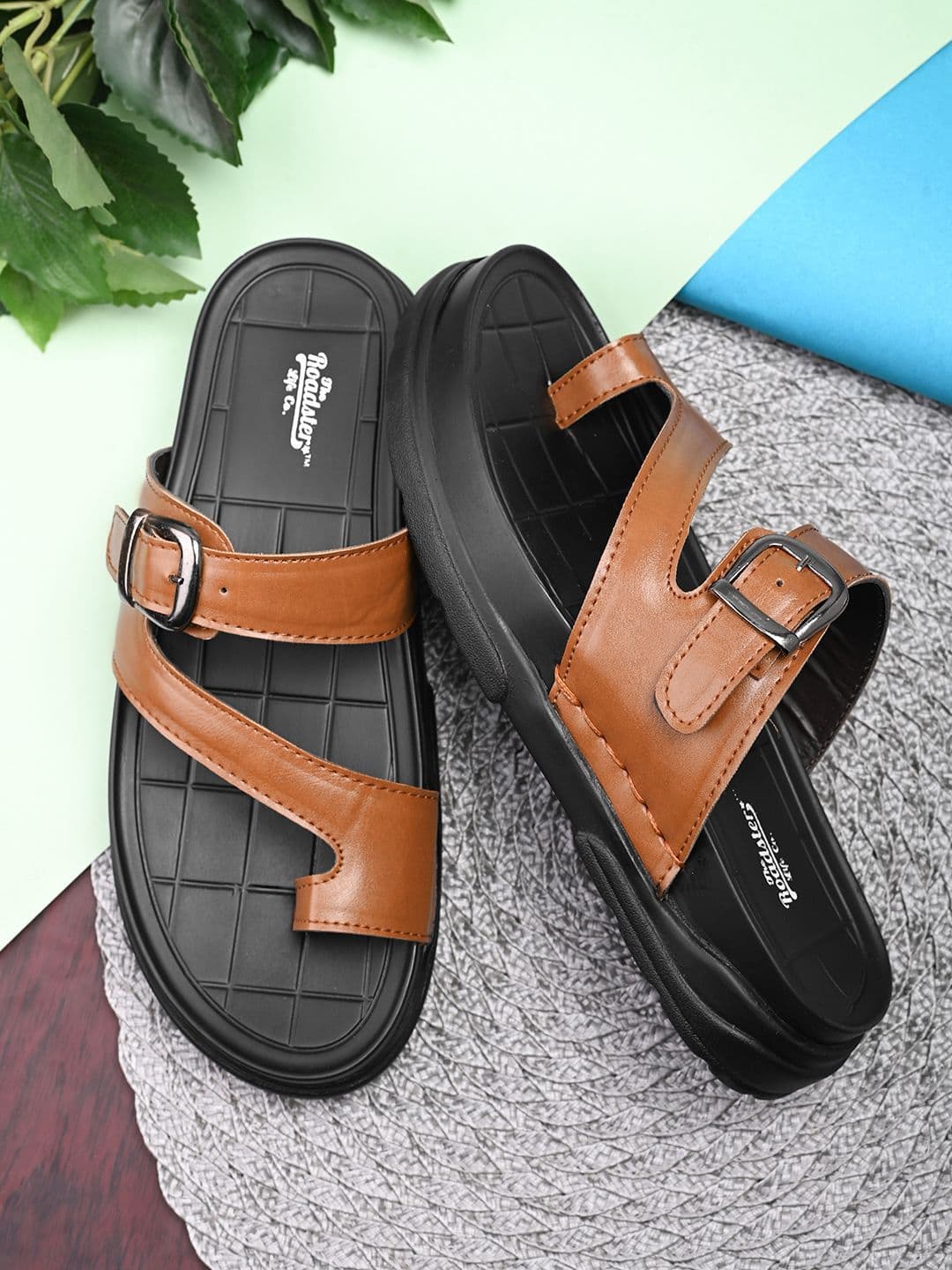 The Roadster Lifestyle Co. Men Casual Comfort Sandals With Toe Ring & Dual Buckle Design - view 1