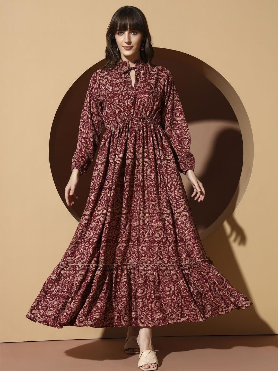 OTABU Floral Print Applique A-Line Maxi Dress - view 1
