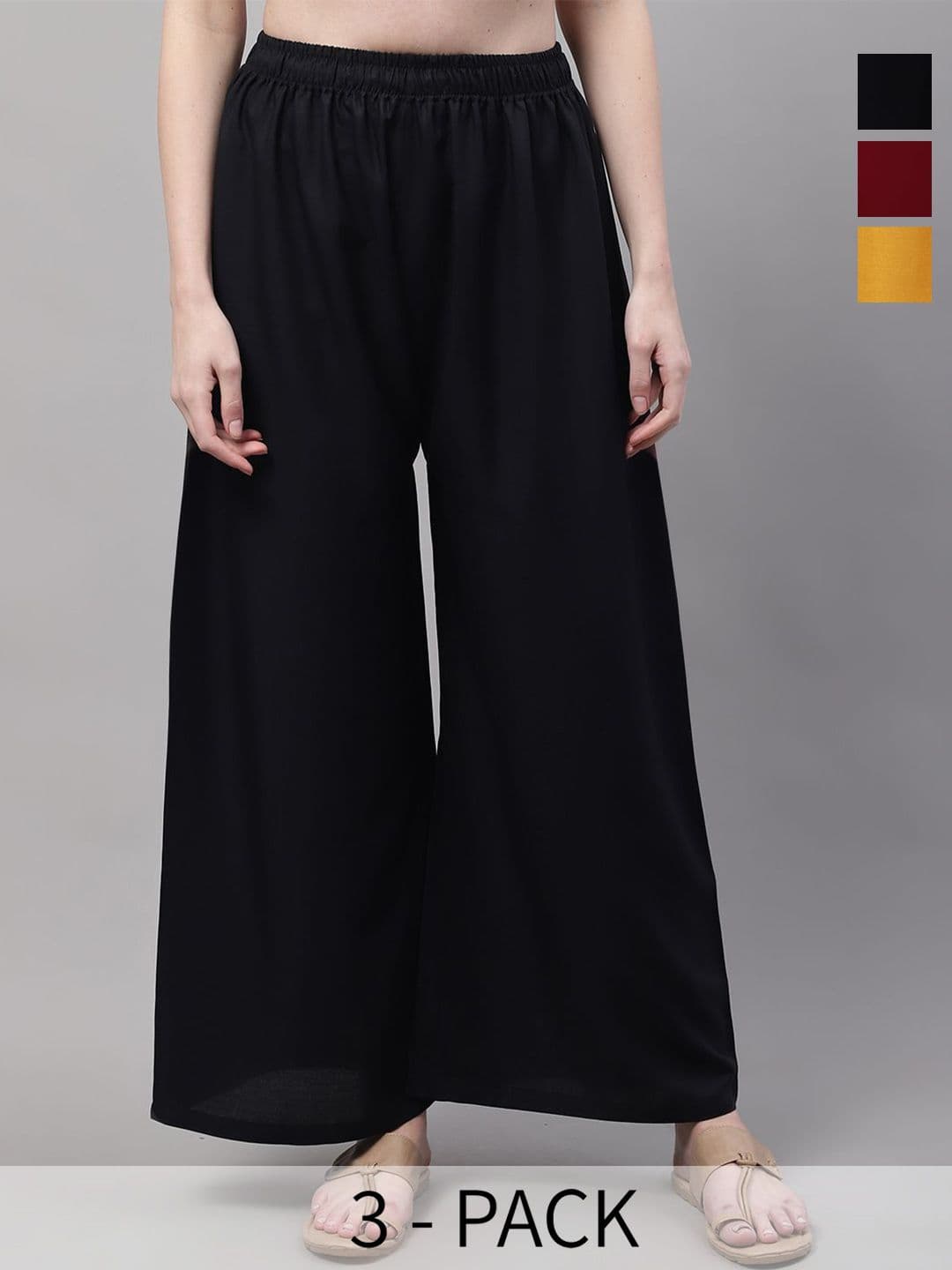 Valles365 by S.C. Women Pack Of 3 Flared Palazzos - view 1
