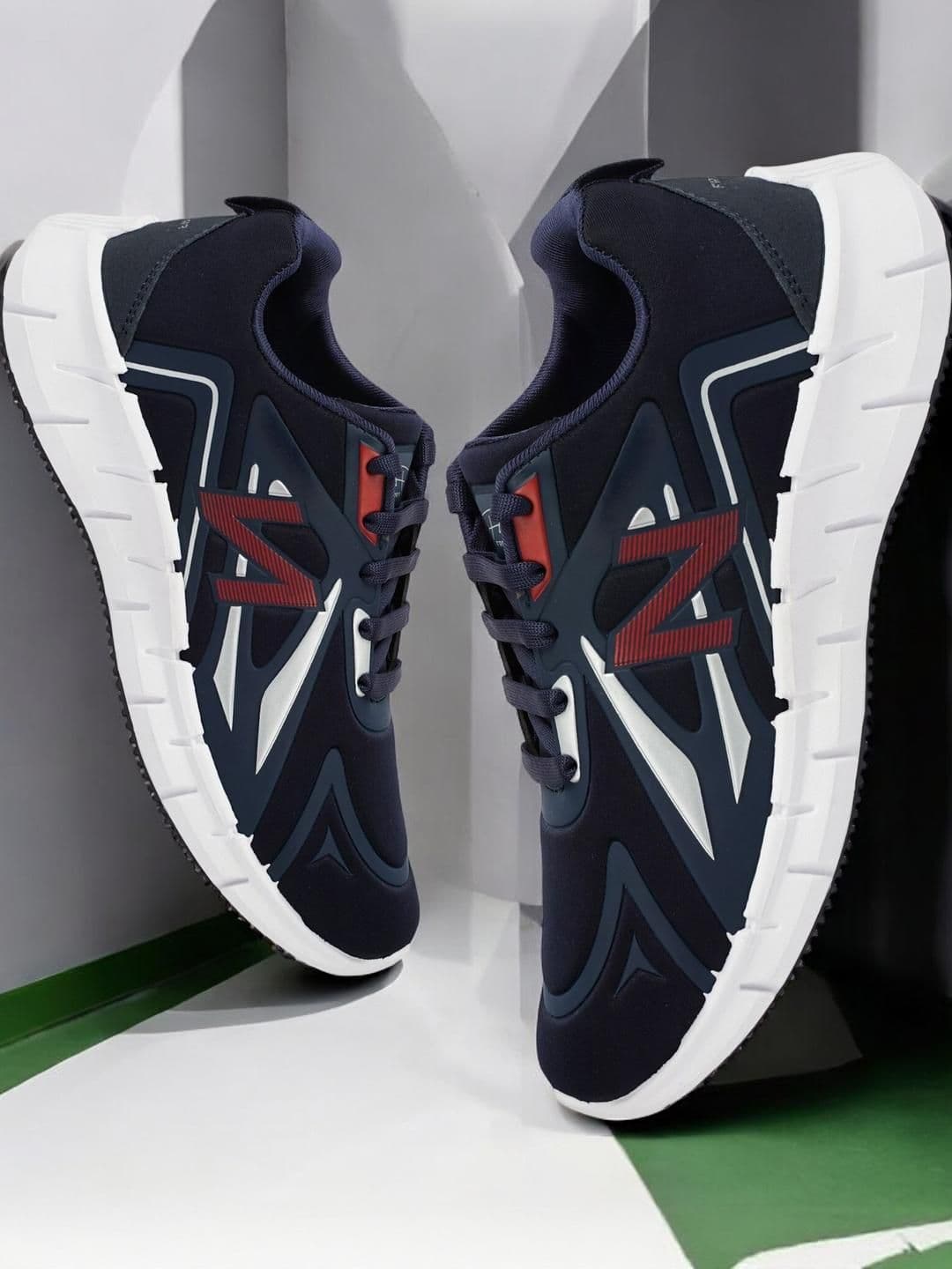 Free Kicks Men Navy Blue Mesh Marking Running Sports Shoes - view 1
