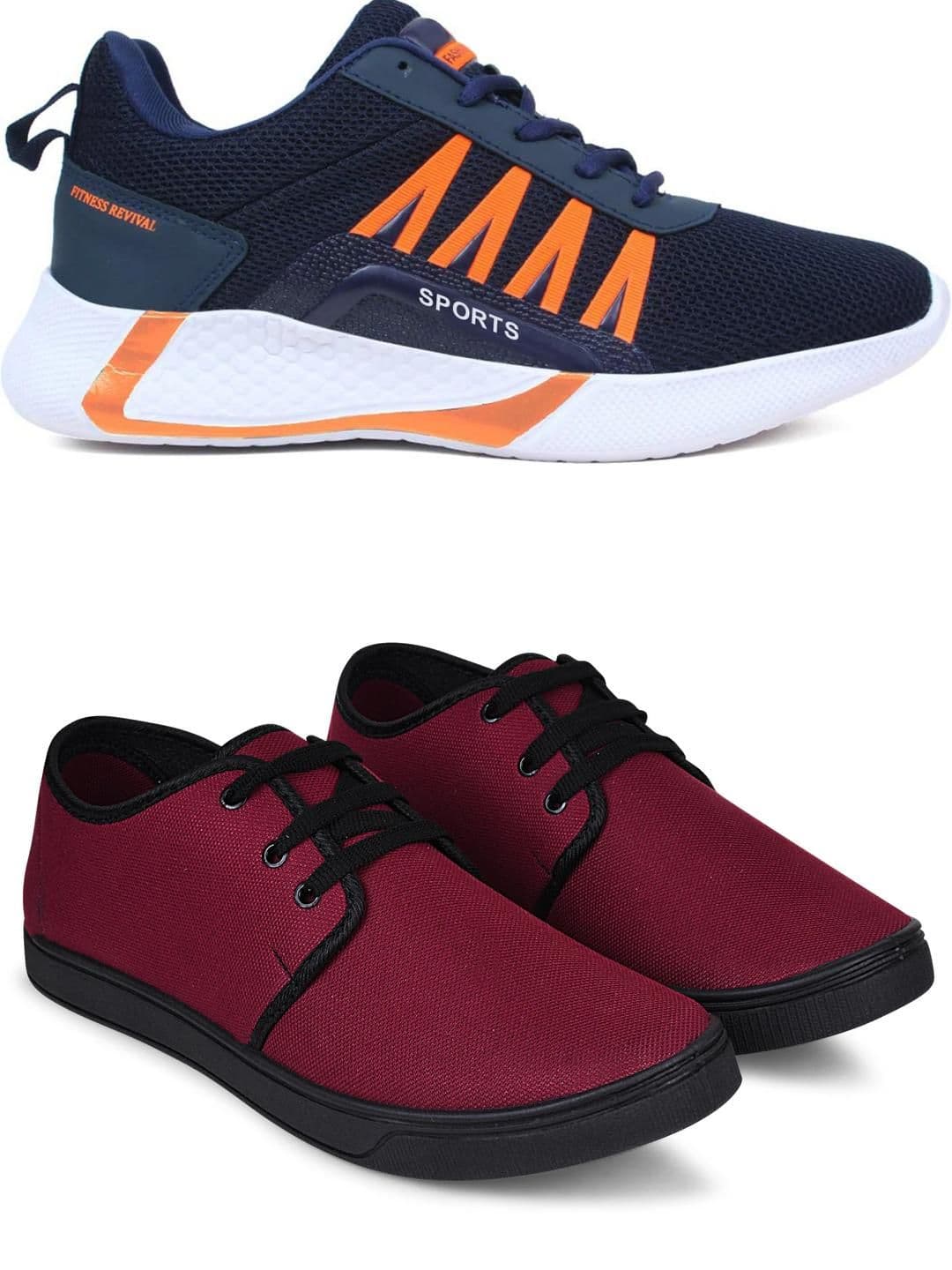 Free Kicks Men Maroon Mesh Marking Running Sports Shoes - view 1