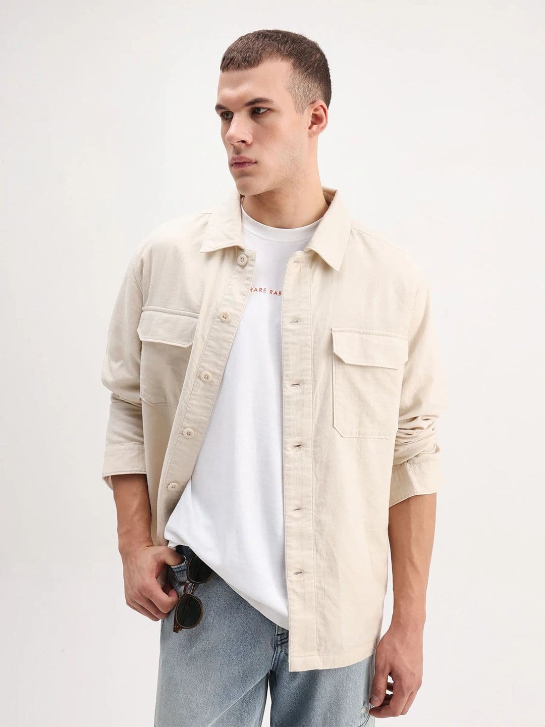 RARE RABBIT Men Off White Regular Fit Plain Casual Shacket - view 1