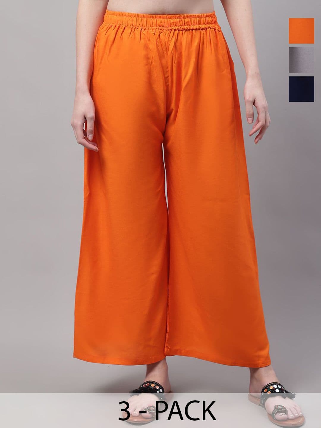 Valles365 by S.C. Pack of 3 Women Flared Ethnic Palazzos - view 1