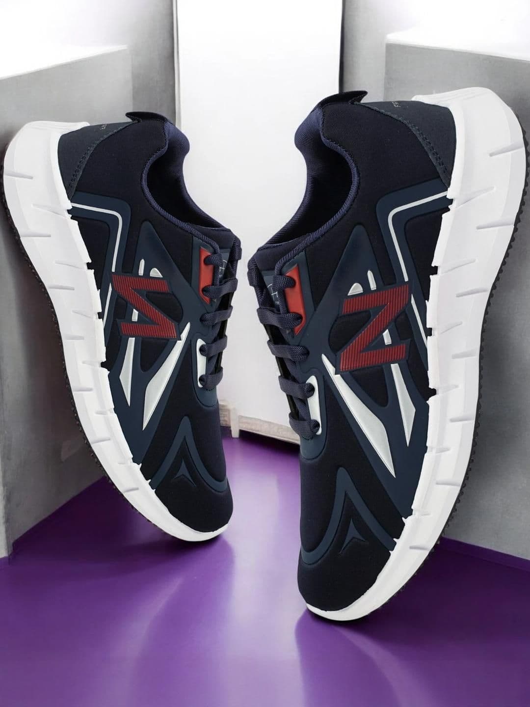 Free Kicks Men Navy Blue Mesh Marking Running Sports Shoes - view 1