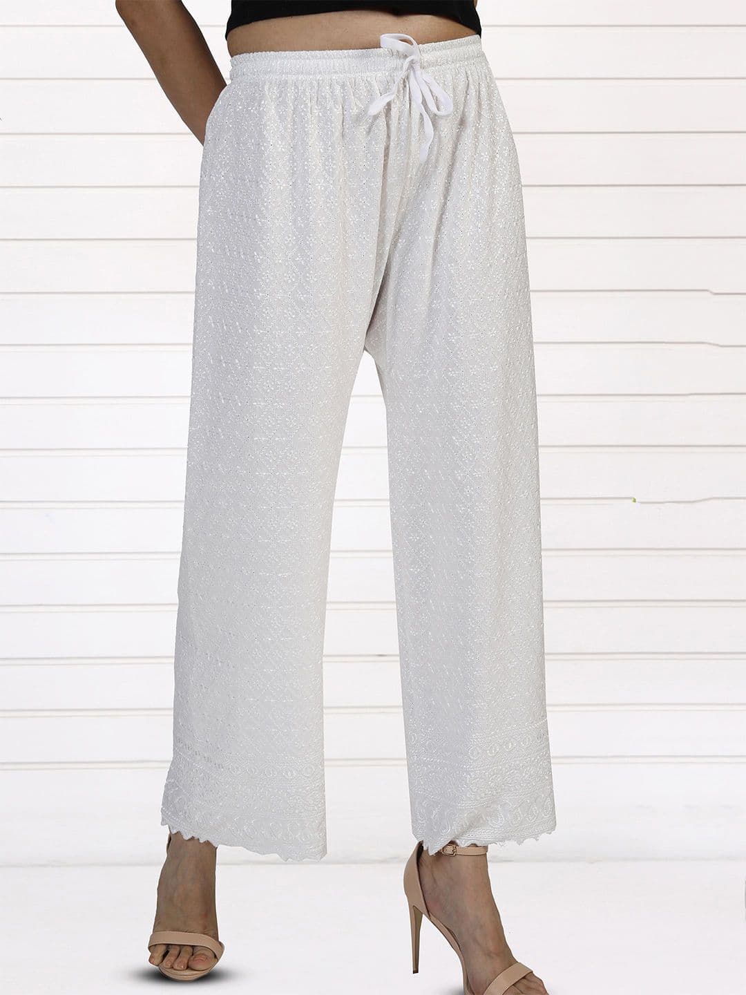 Fashionable Women Self Design Cotton Palazzos - view 1