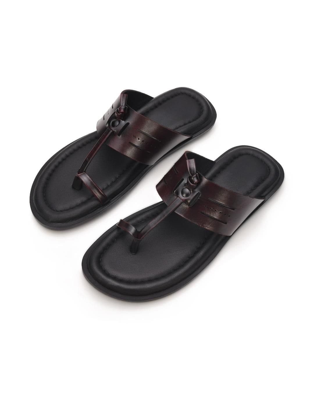 STEPHORN Men's Leather Toe-Loop Slippers with Padded Footbed - view 1