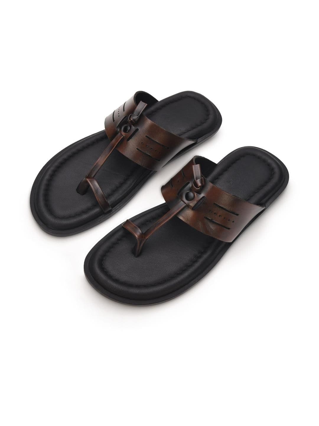 STEPHORN Men's Leather Toe-Loop Slippers with Padded Footbed - view 1