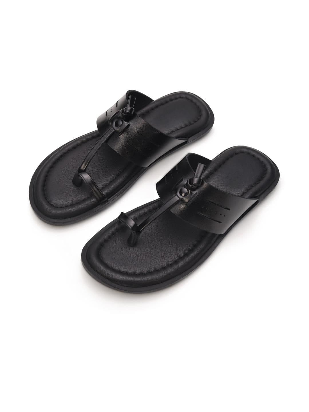 STEPHORN Men's Leather Toe-Loop Slippers with Padded Footbed - view 1