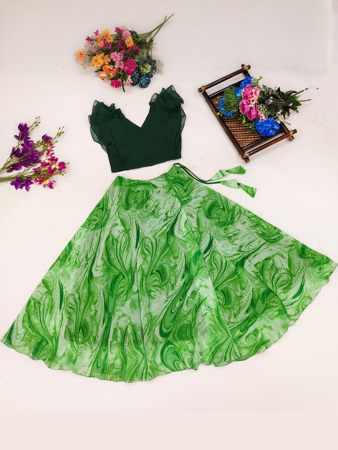 RJ ONLINE Ready To Wear Poly Georgette Lehenga Choli - view 1