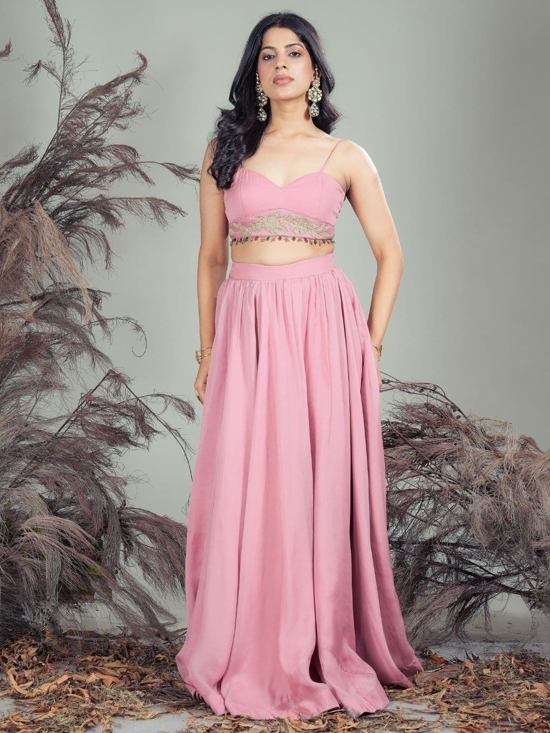 RIRASA Embellished Ready to Wear Organza Lehenga & Blouse - view 1