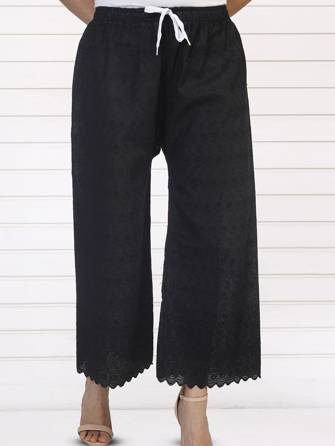 Fashionable Women Embroidered Cotton Palazzos - view 1