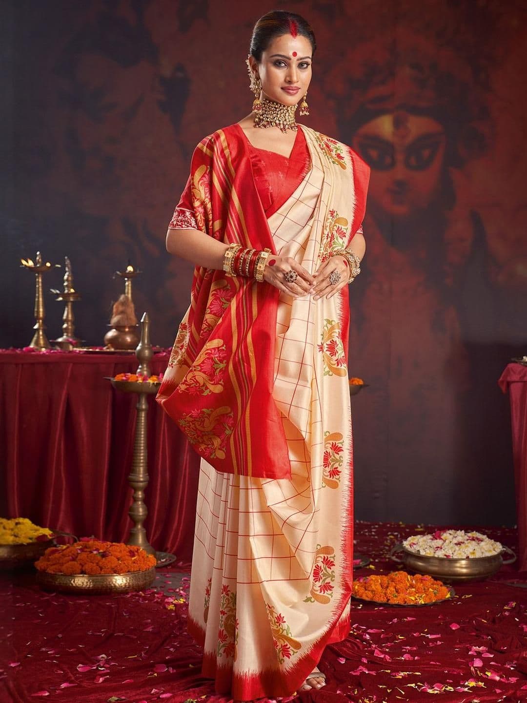 Mitera Ethnic Motifs Zari Silk Blend Designer Garad Saree - view 1