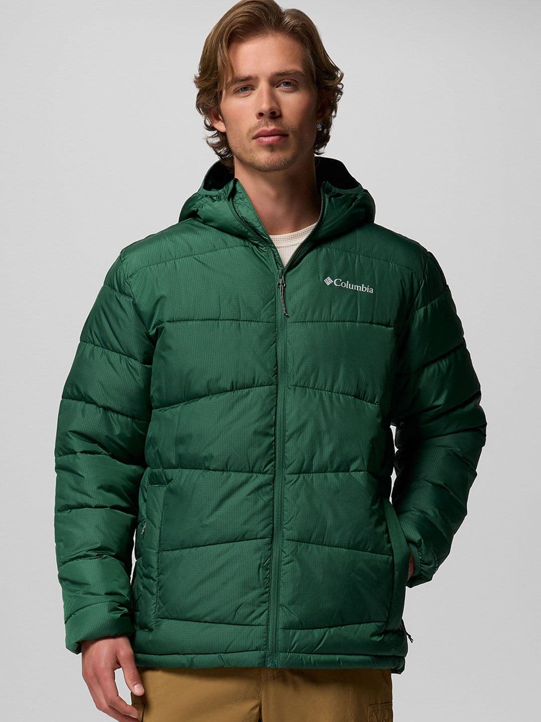 Columbia Men Hooded Solid Lightweight Casual Puffer Jacket - view 1