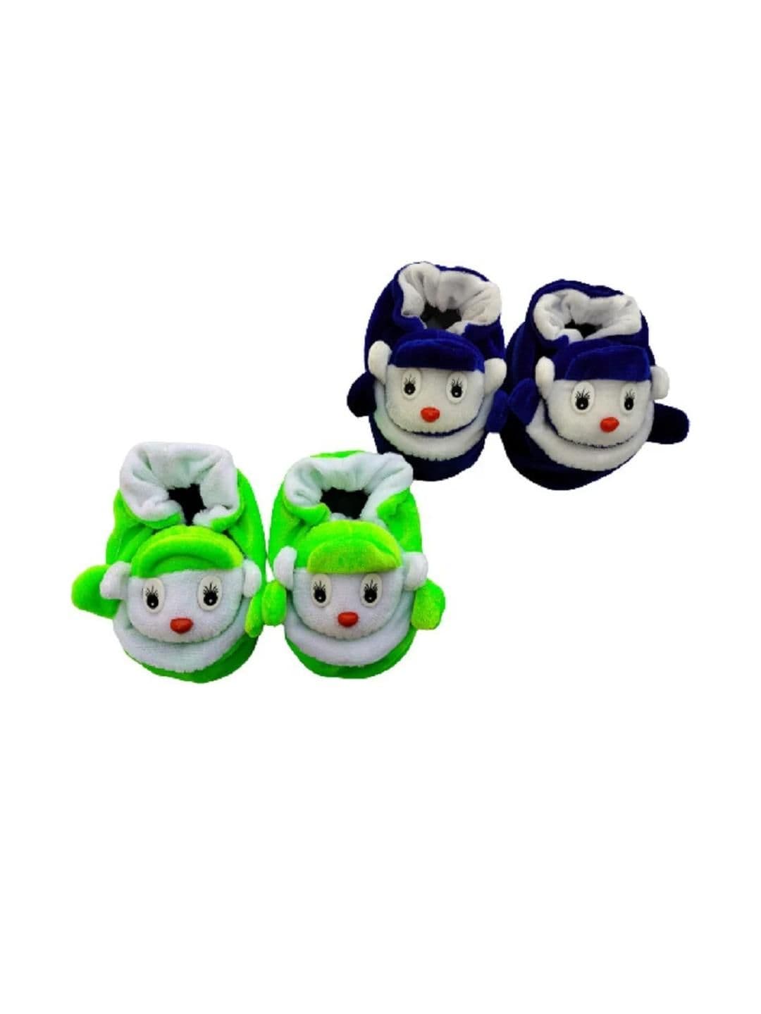 LMN CHILD CARE Pack Of 2 Kids Blue & Green Cartoon Character Cotton Booties - view 1