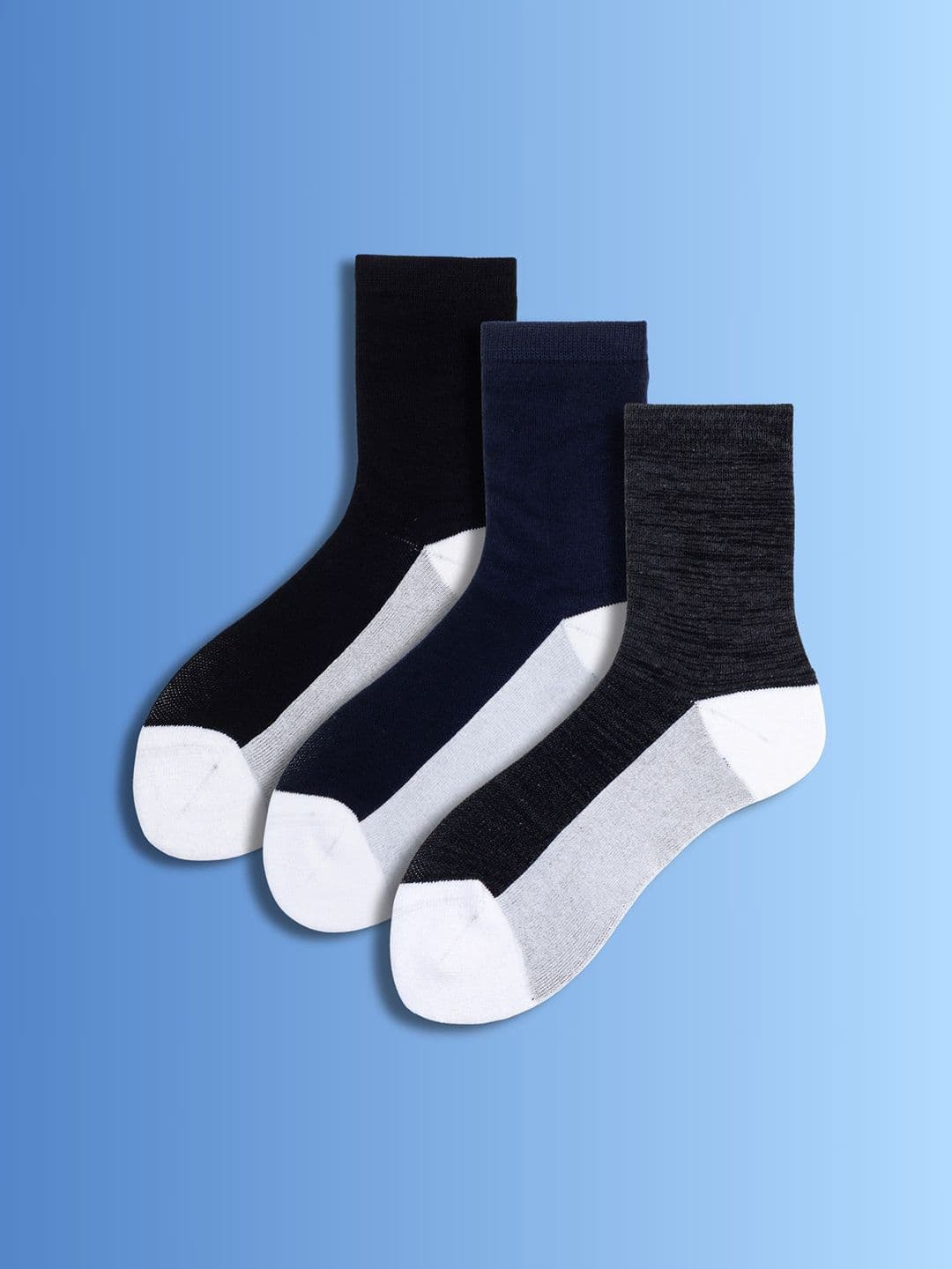 Soxytoes Unisex Pack of 3 Solid Cotton Diabetic Care Mid-Calf Socks CareWalk Basics - view 1