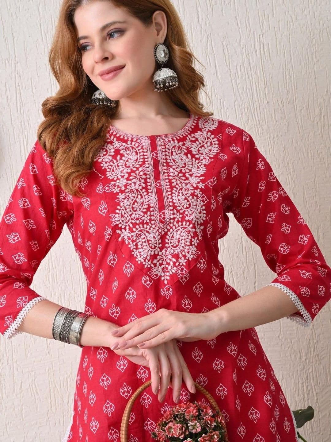 PHYSIL Women Floral Embroidered Round Neck Kurta - view 1
