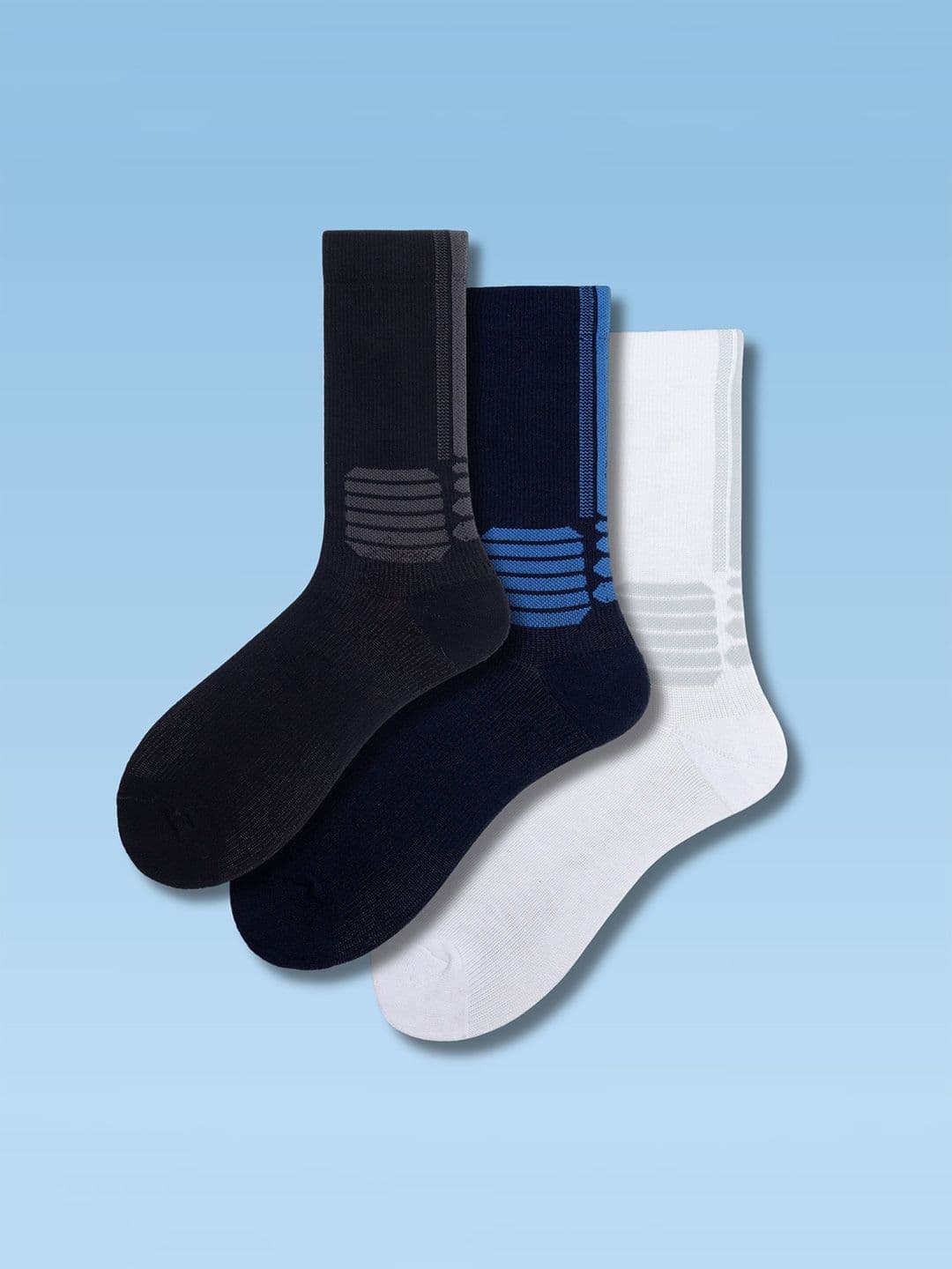 Soxytoes Unisex Pack of 3 Solid Geometric Cotton Compression Mid-Calf Socks - view 1