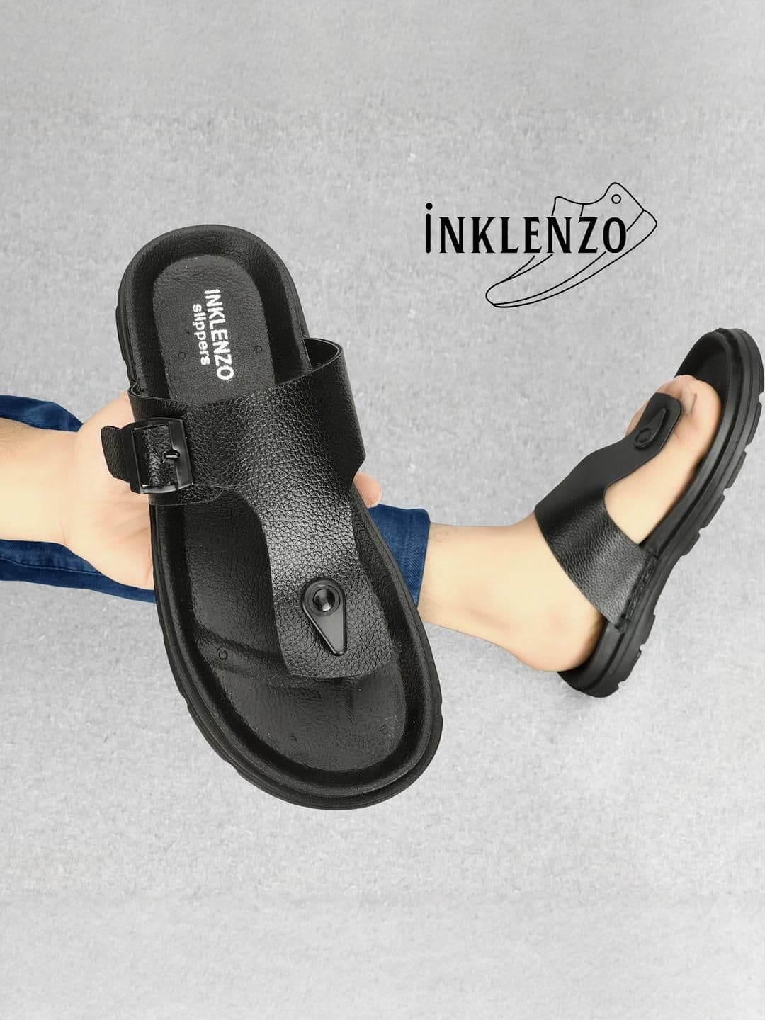 INKLENZO Men Black Slip-On Casual Rubber Comfort Sandals - view 1