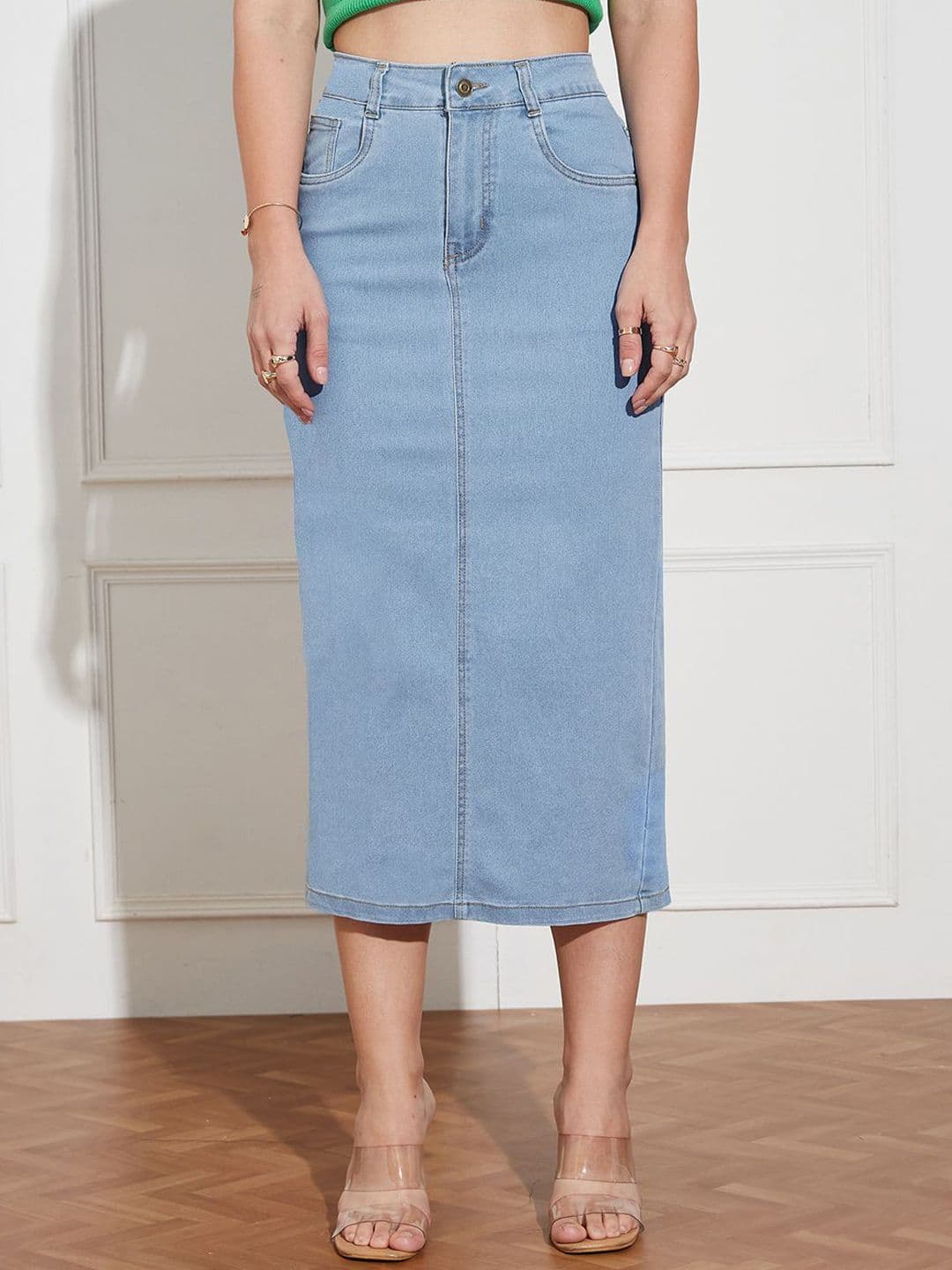 Miss Chase Straight Maxi Denim Skirt - view 1