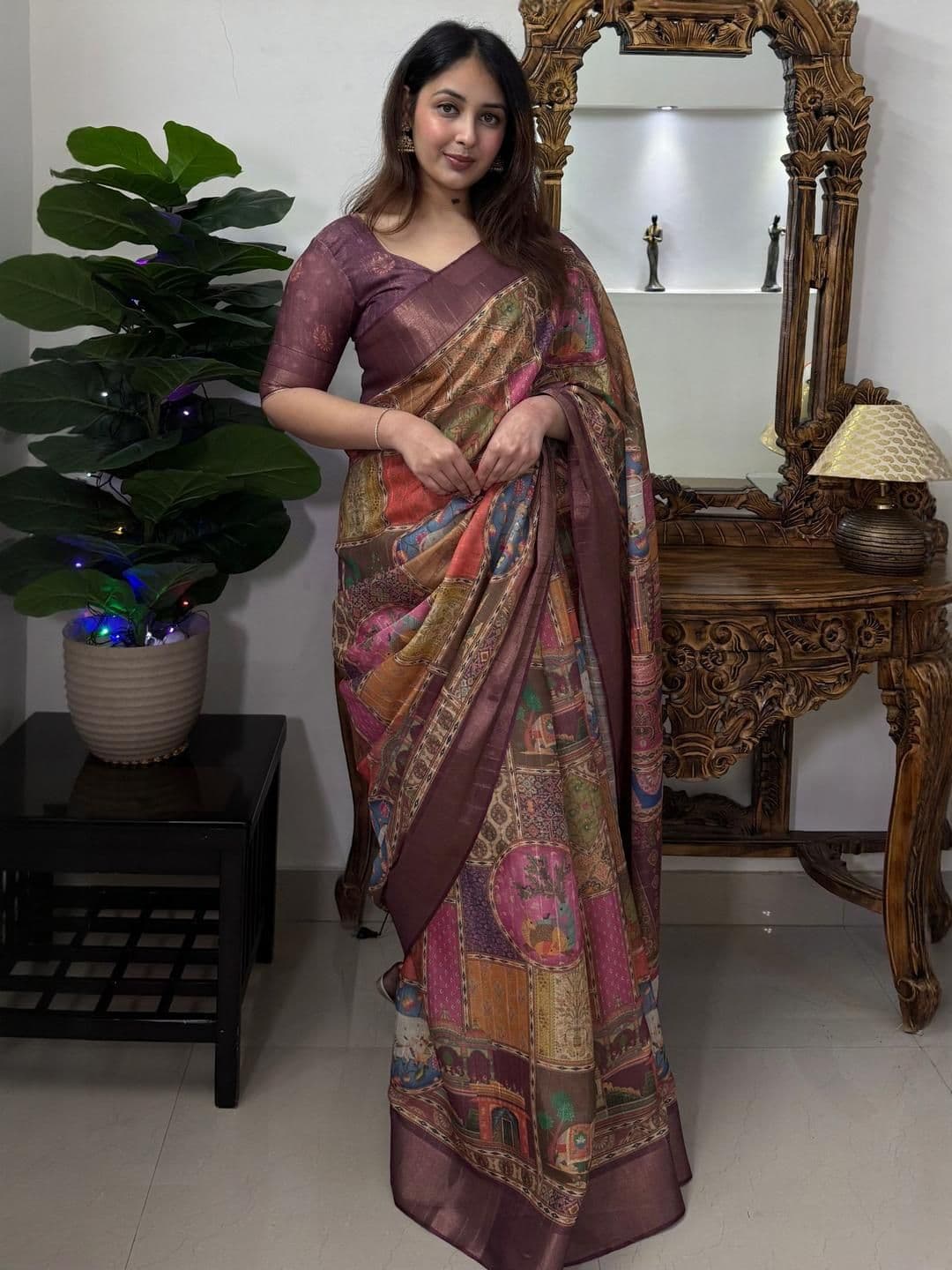 all about you Floral Zari Pure Cotton Saree - view 1