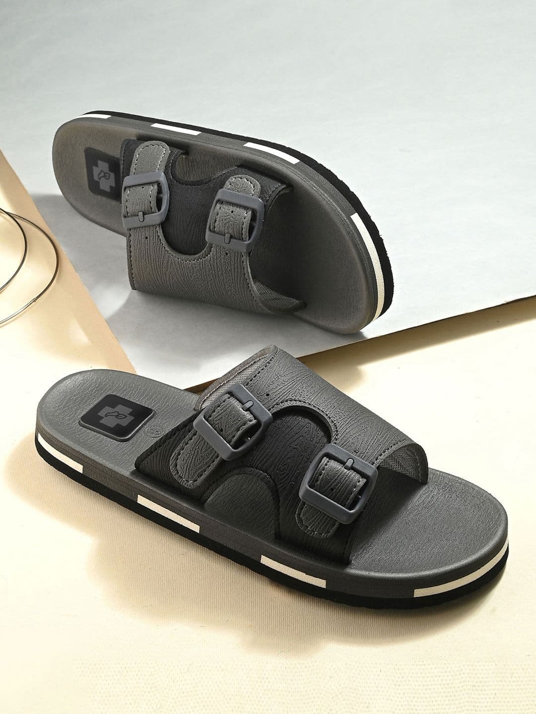 DOCTOR HEALTH SUPER SOFT Men Textured Open Toe Flats with Buckles - view 1