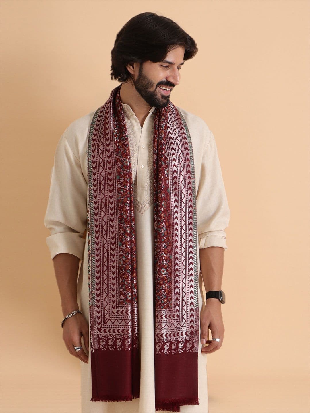 Tweedle Men Woven Design Stole - view 1