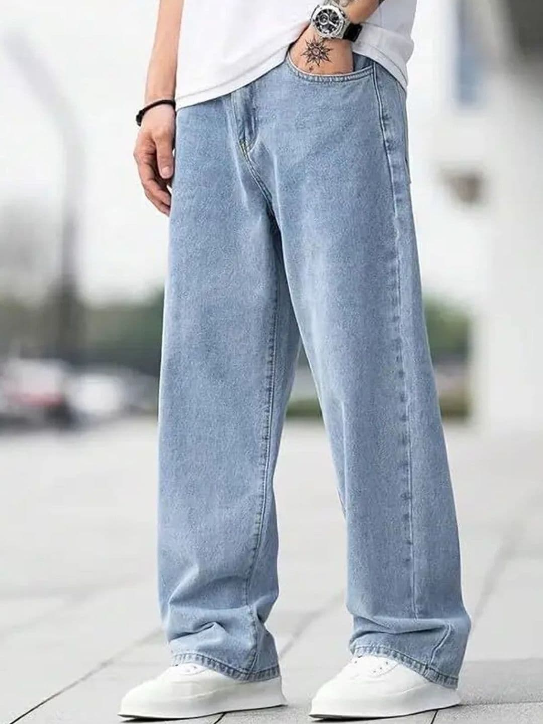 COMFITS Men Classic Mid-Rise Stretchable Baggy Fit Cotton Denim Jeans - view 1