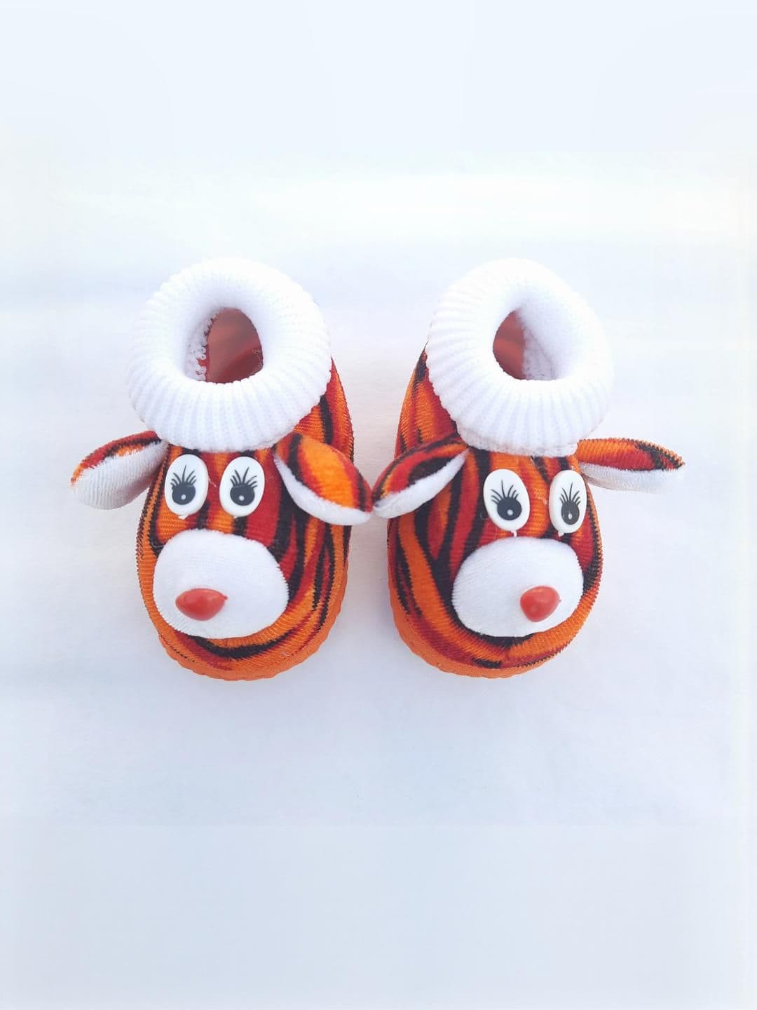 LMN CHILD CARE Kids-Unisex Orange Cotton Booties - view 1