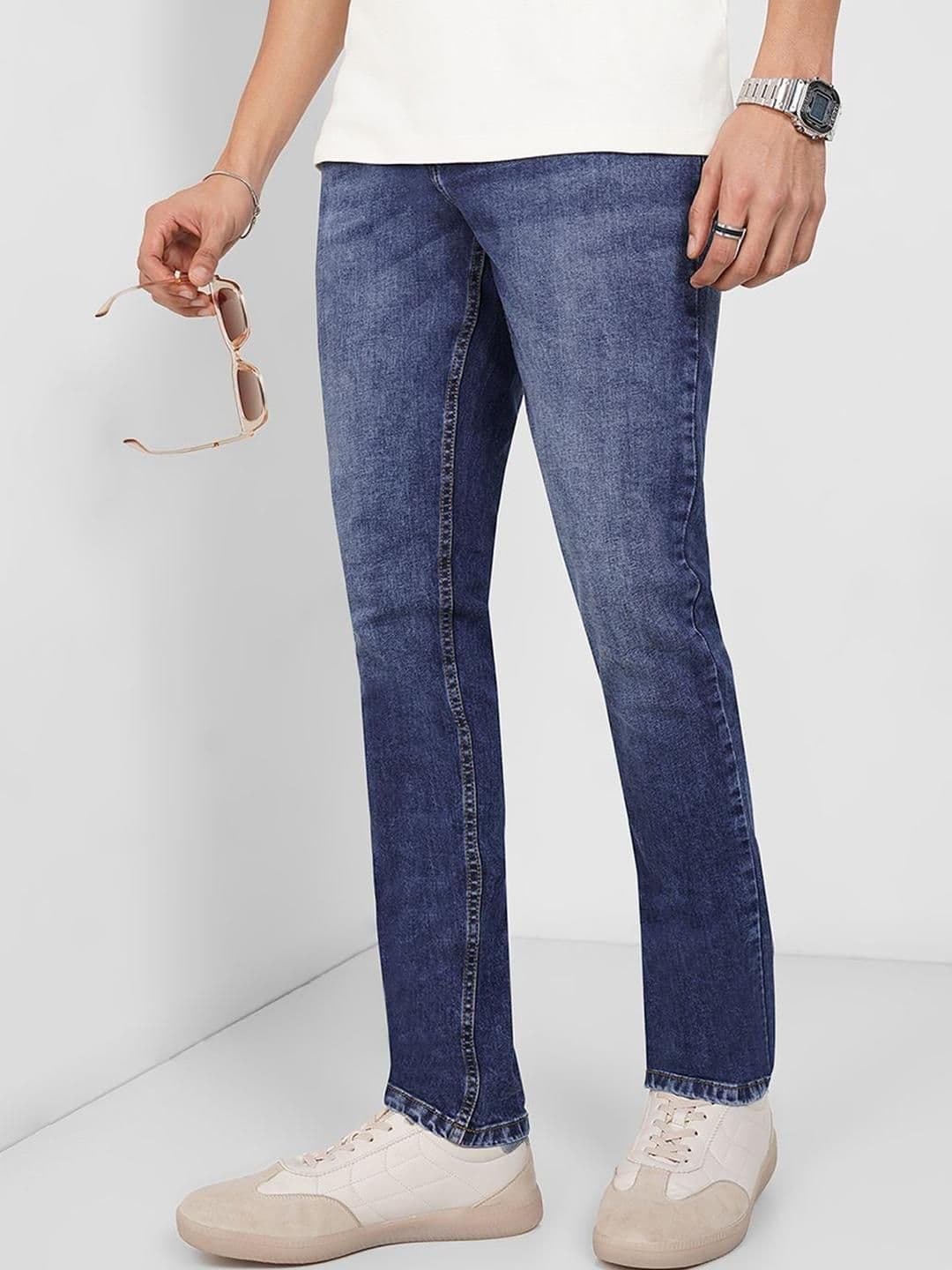 SF JEANS by Pantaloons Men Slim Fit Mid-Rise Heavy Fade Jeans - view 1