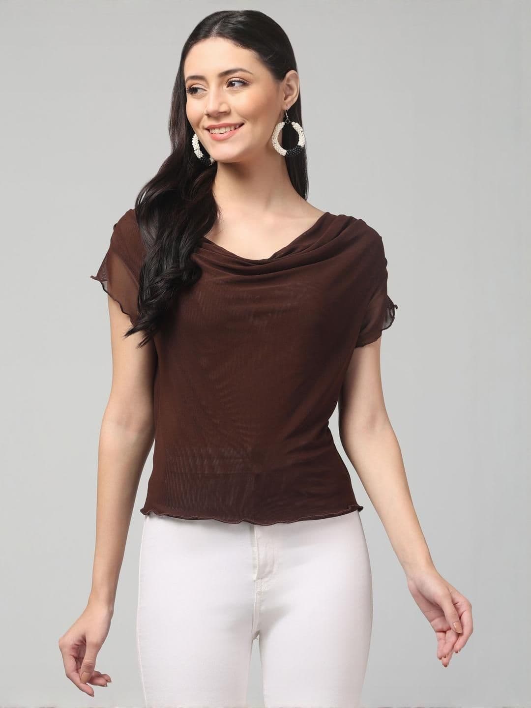 clobug Cowl Neck Short Sleeves Top - view 1