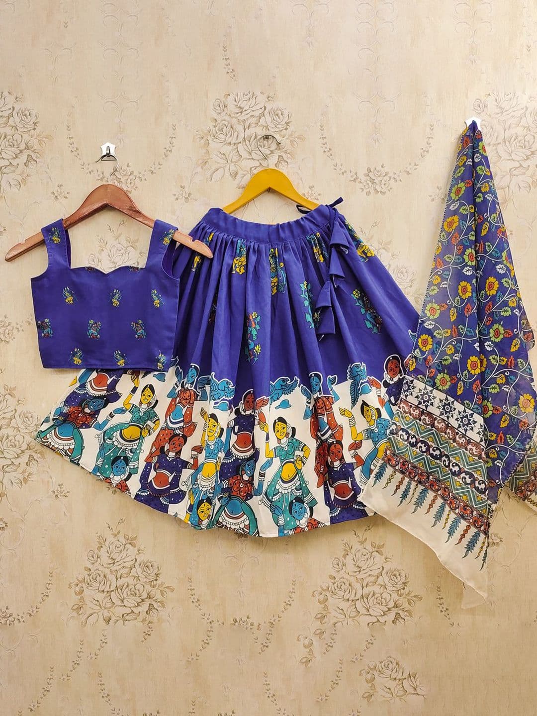 JOVK DESIGN Kalamkari Saryu Printed Lehenga Choli With Dupatta - view 1