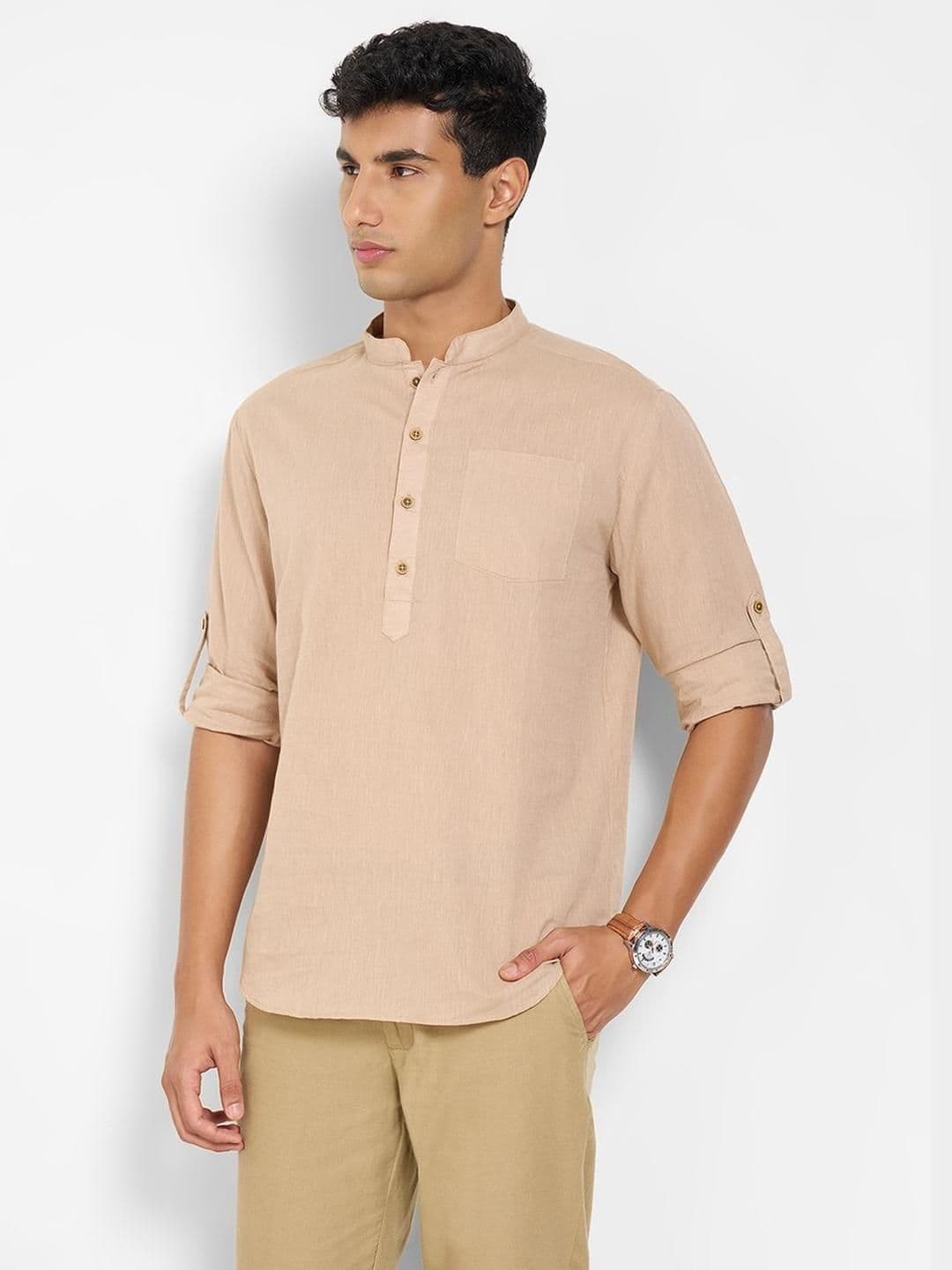 indus route by Pantaloons Men Solid Mandarin Collar Kurta - view 1
