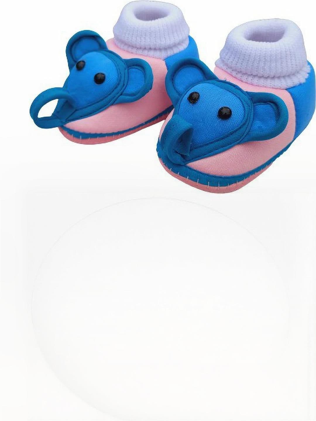 LMN CHILD CARE Unisex Kids Pink & Blue Elephant Printed Cotton Booties - view 1